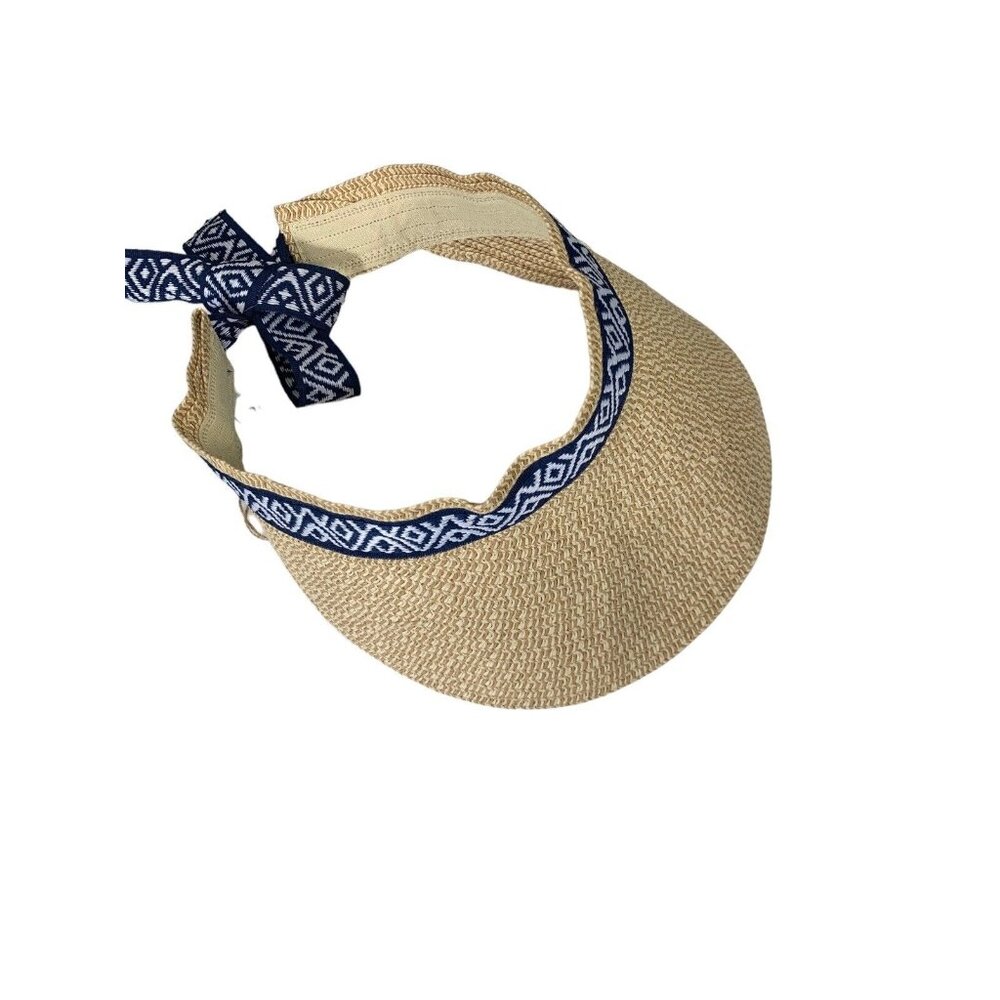 Sea & Grass Visor Hat Tie Back Paper Straw Design NEW